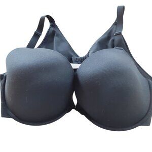 Cacique Womens Full Coverage Bra 44DD Black Underwire Smooth Wide Strap